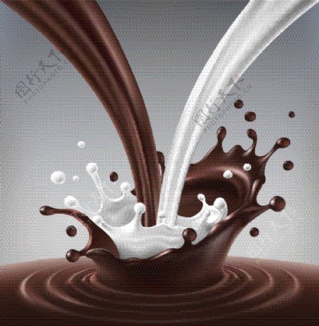 牛奶巧克力飞溅效果背景矢量素材下载