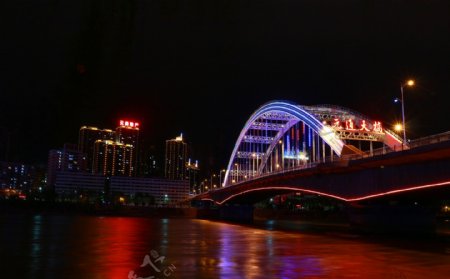 甘肃兰州元通大桥夜景