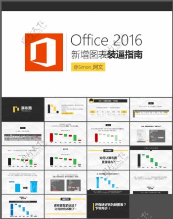 Office2016新增图表装逼指南流畅瀑布图PPT模板