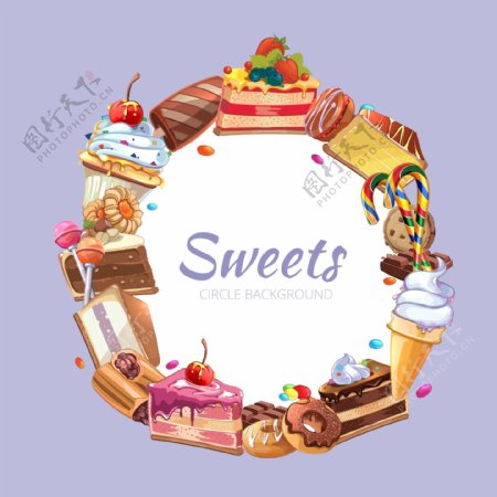 美食食物甜品冰淇淋卡通背景矢量装饰素材
