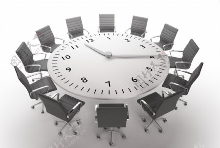会议桌与时间钟表