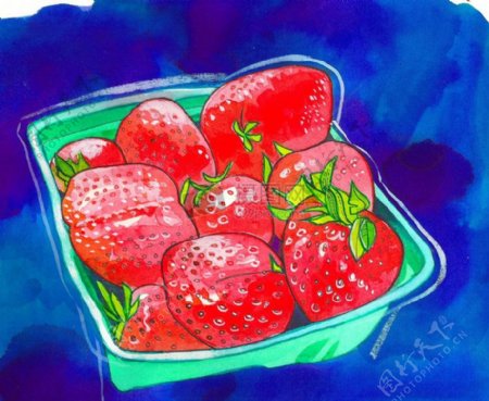 油画中的草莓