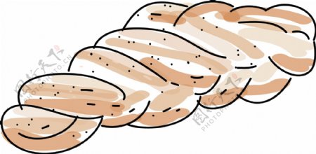 麻花手绘面包甜甜圈矢量素材