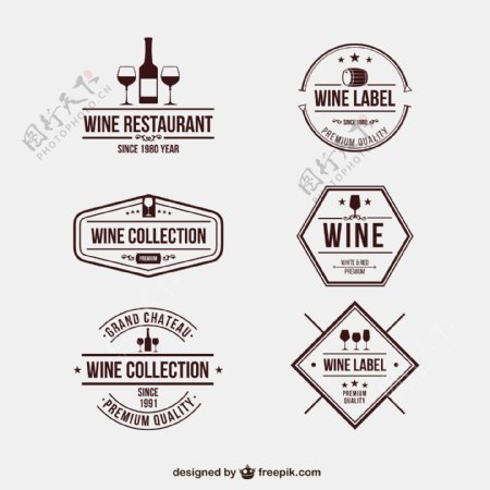 9款创意葡萄酒标签矢量图