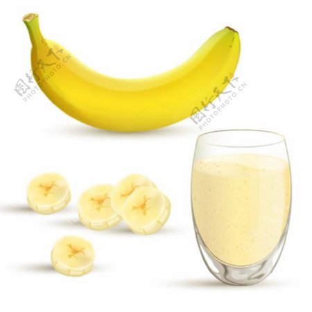 香蕉与香蕉汁矢量素材下载