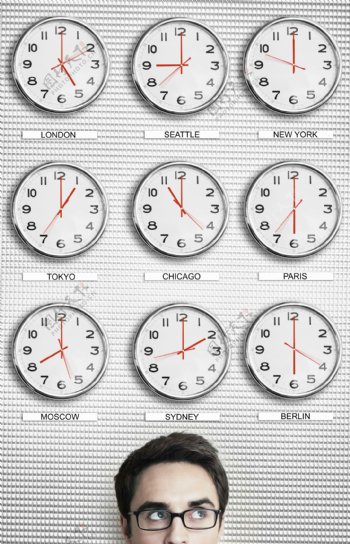 职业男性与时间钟表图片