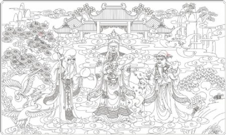 中国传统文化福禄寿矢量图