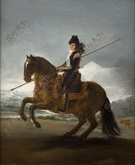 马背上的将军肖像油画图片