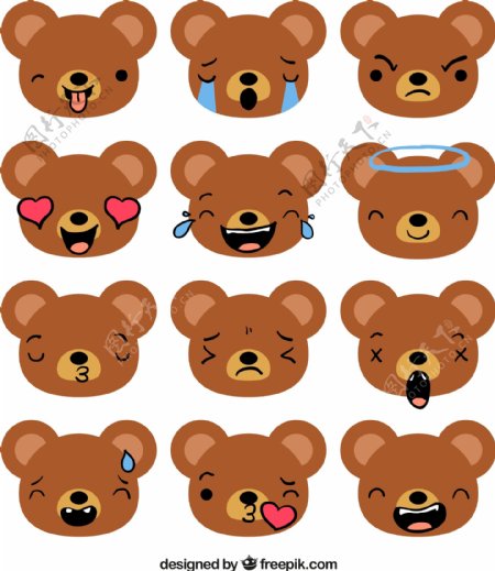 一组棕色小熊表情包