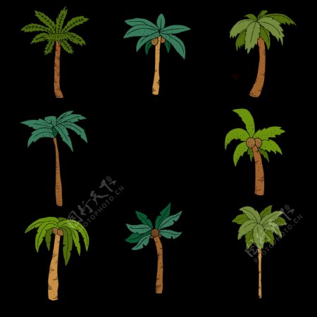 漫画风格棕榈树椰子树免抠png透明素材