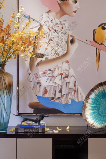 美式客厅壁画装饰效果图