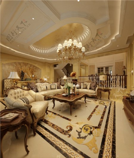 欧式豪华客厅茶几沙发设计图