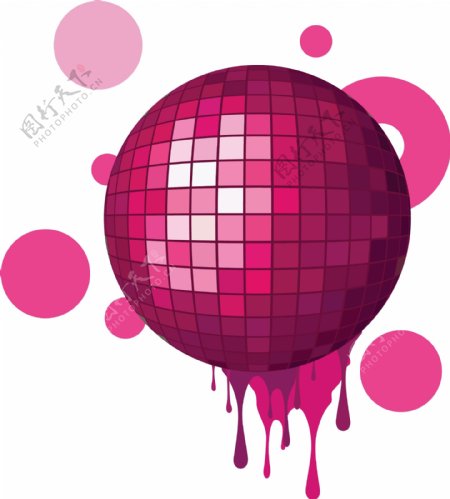 紫色舞厅灯光球元素