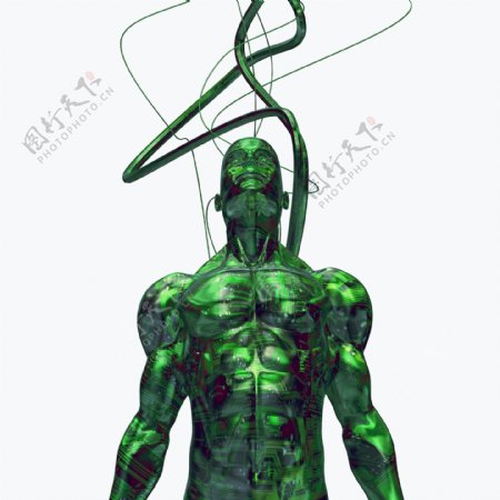 绿色芯片立体人物图片