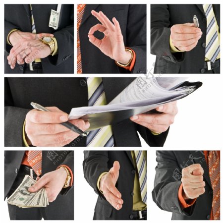 商务男性的各种手势图片