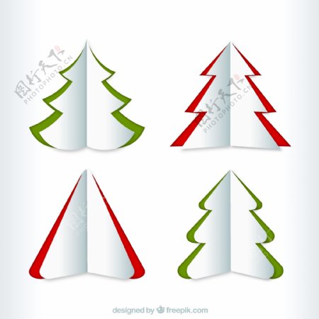 折纸圣诞树矢量