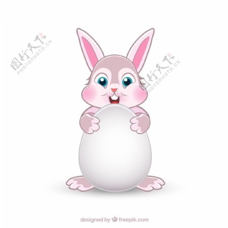 抱彩蛋的小兔子