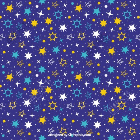 深蓝色图案有各种各样的手绘星星