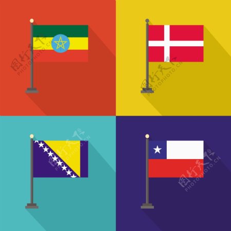 埃塞俄比亚丹麦波斯尼亚和黑塞哥维那和智利国旗
