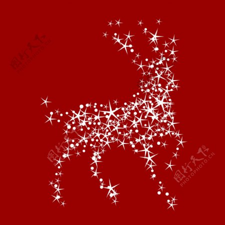 魔幻圣诞驯鹿带星星背景红矢量插画
