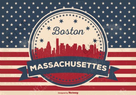 波士顿的天际线说明美国