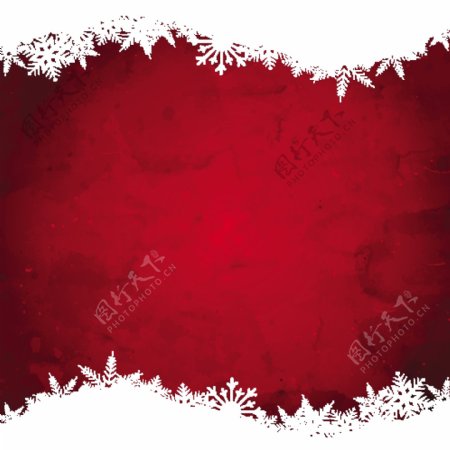 红色圣诞背景与白色雪花