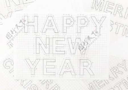 新年快乐手绘图纸