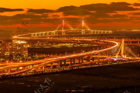 立交桥道路马路城市夜景图片