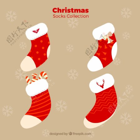 圣诞节卡通矢量袜子素材