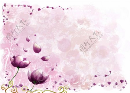 粉色花元素背景墙