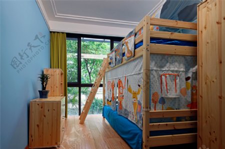 现代简约学生卧室双层床设计图
