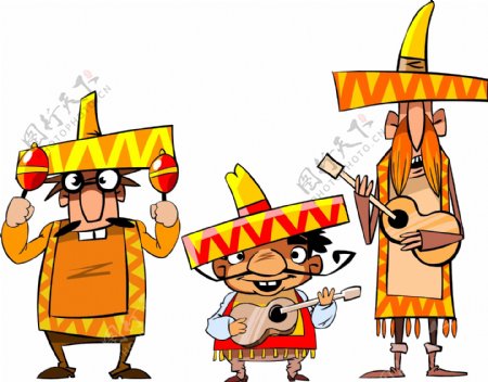 3个卡通墨西哥人物矢量素材