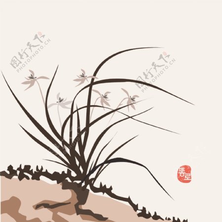 中国风兰花元素