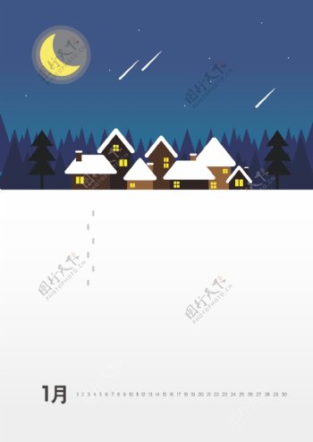 冬季夜景素材设计