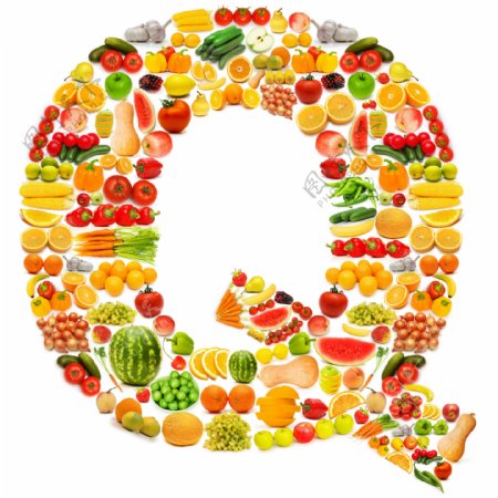 蔬菜水果组成的字母Q图片
