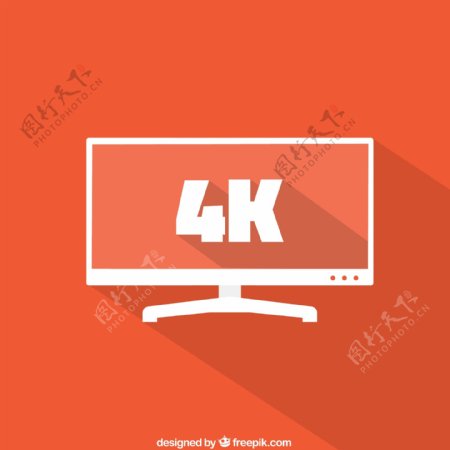 扁平化4K电视设计矢量素材图片
