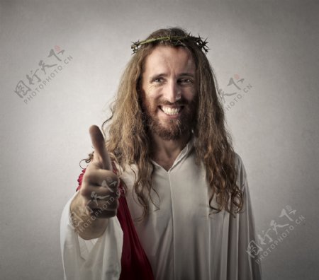 竖大拇指的耶稣图片