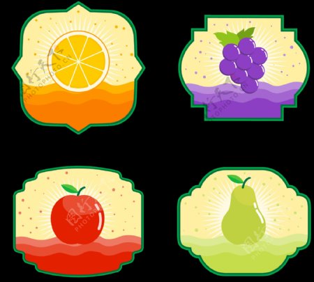 创意水果标签边框免抠png透明图层素材