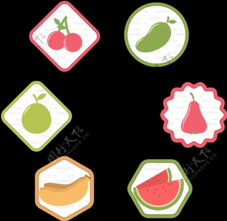 各种形状水果标签图标免抠png透明素材