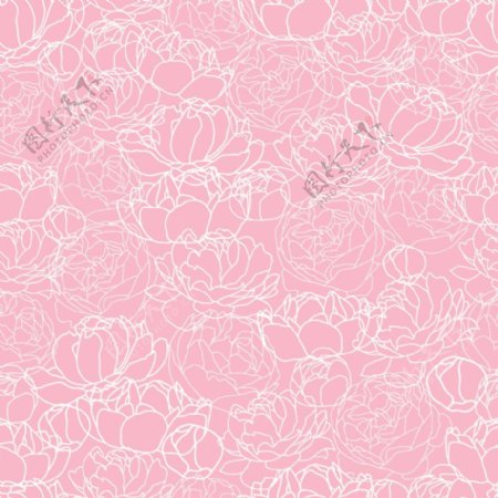 粉色牡丹花纹无缝背景矢量