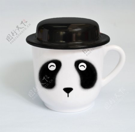 美耐皿密胺帽子杯可爱熊猫图