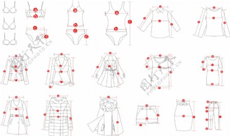 服装线稿衣服测量图