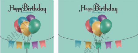 背景五颜六色的气球和生日花环