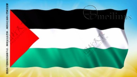 动态前景旗帜飘扬146巴勒斯坦国旗