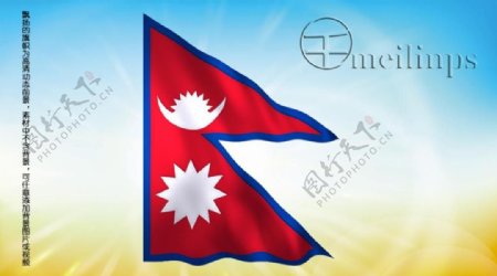动态前景旗帜飘扬132尼泊尔国旗