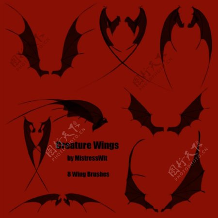 飞行的蝙蝠各种姿势剪影photoshop笔刷素材下载