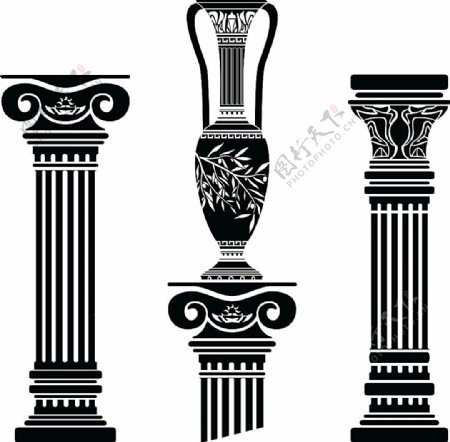精美的黑色罗马柱