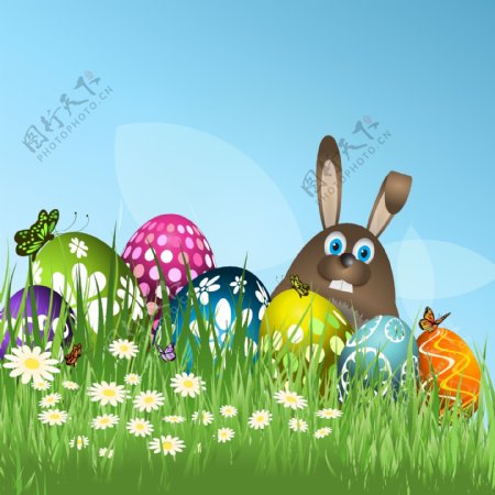 复活节兔子和蛋的背景