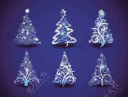 蓝色欧式圣诞花纹边框图片