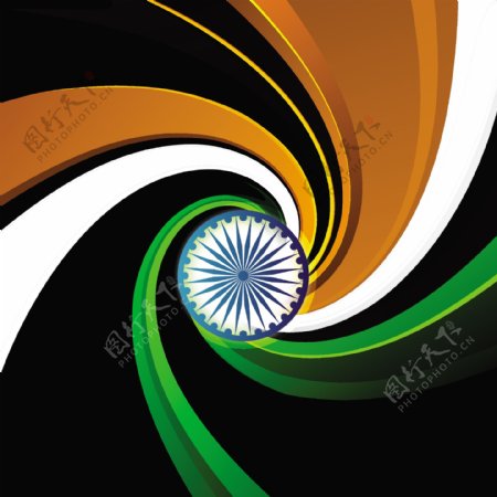 印度国旗三色的漩涡